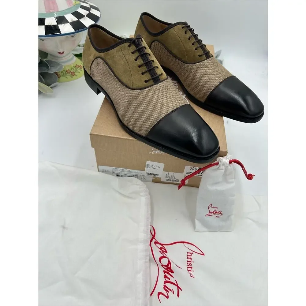 Men's Christian Louboutin Gregory velvet Twill and Leather Oxford's size 43